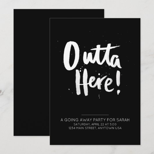 Outta hier die weg gaat partijuitnodiging kaart (Voorkant / Achterkant)