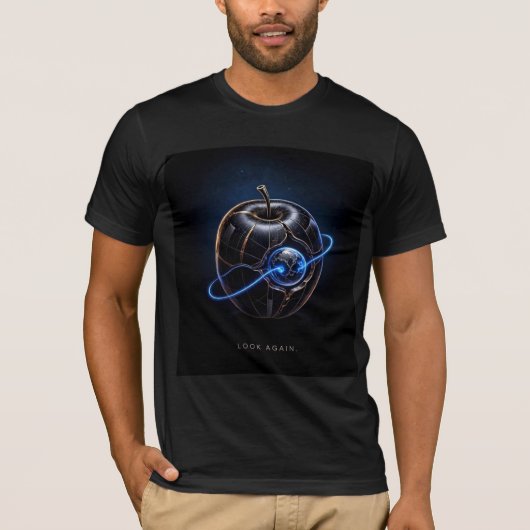 OUTTA SPACE — Blauwe appel: T-shirt met doorboring (Voorkant)