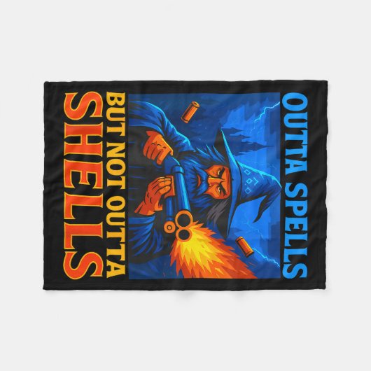 Outta Spells But Not Outta Shells Wizard Fantasy M Fleece Deken (Voorkant (Horizontaal))