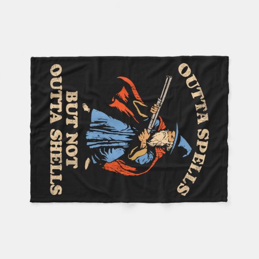 Outta Spells But Not Outta Shells Wizard Fantasy M Fleece Deken (Voorkant (Horizontaal))