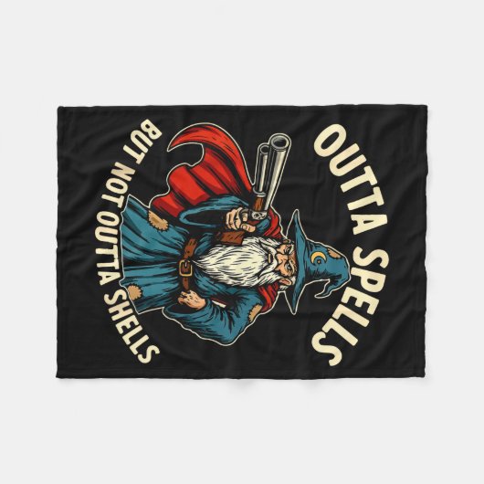 Outta Spells But Not Outta Shells Wizard Fantasy M Fleece Deken (Voorkant (Horizontaal))