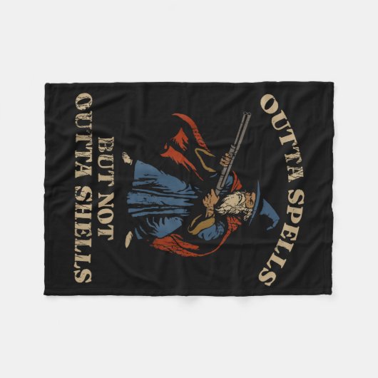 Outta Spells But Not Outta Shells Wizard Fantasy M Fleece Deken (Voorkant (Horizontaal))