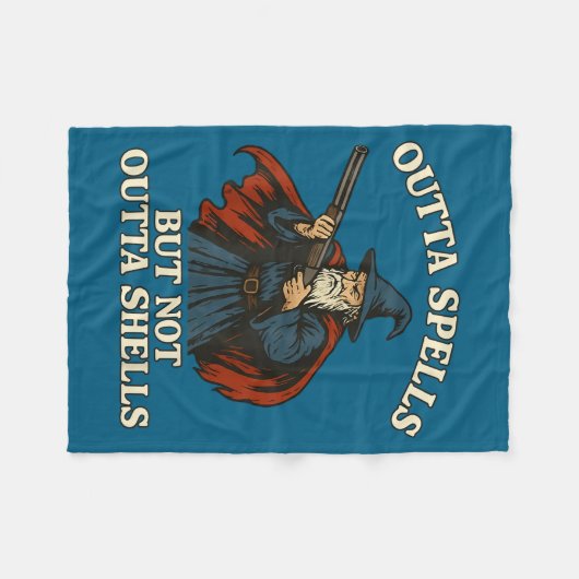 Outta Spells But Not Outta Shells Wizard Fantasy M Fleece Deken (Voorkant (Horizontaal))