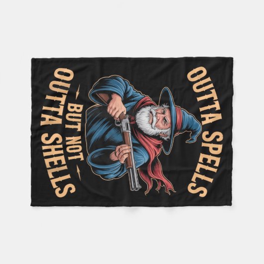 Outta Spells But Not Outta Shells Wizard Fantasy M Fleece Deken (Voorkant (Horizontaal))