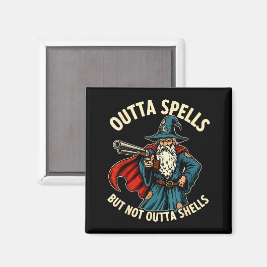 Outta Spells But Not Outta Shells Wizard Fantasy M Magneet (Voorkant / Achterkant)
