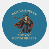 Outta Spells But Not Outta Shells Wizard Fantasy M Ronde Sticker (Voorkant)