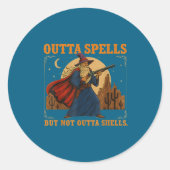 Outta Spells But Not Outta Shells Wizard Fantasy M Ronde Sticker (Voorkant)