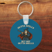 Outta Spells But Not Outta Shells Wizard Fantasy M Sleutelhanger (Voorkant)