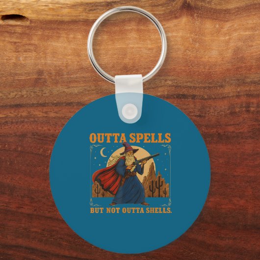 Outta Spells But Not Outta Shells Wizard Fantasy M Sleutelhanger (Voorkant)