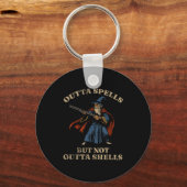 Outta Spells But Not Outta Shells Wizard Fantasy M Sleutelhanger (Voorkant)
