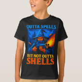 Outta Spells But Not Outta Shells Wizard Fantasy M T-shirt (Voorkant)