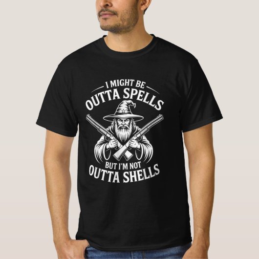 Outta Spells But Not Outta Shells Wizard Fantasy  T-shirt (Voorkant)