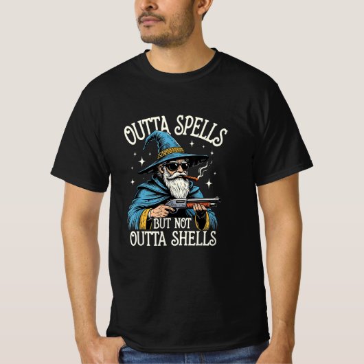 Outta Spells But Not Outta Shells Wizard Fantasy  T-shirt (Voorkant)