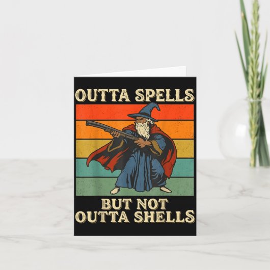 Outta Spells But Not Outta Shells Wizard Retro Fan Kaart (Voorkant)