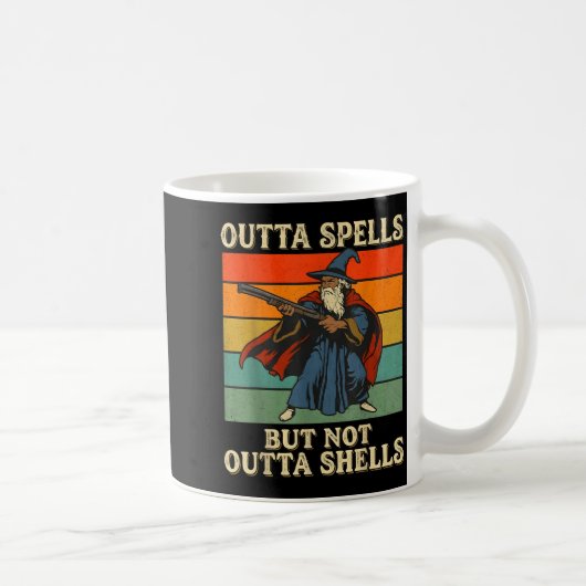 Outta Spells But Not Outta Shells Wizard Retro Fan Koffiemok (Rechts)