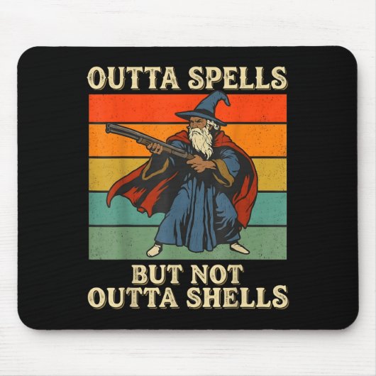 Outta Spells But Not Outta Shells Wizard Retro Fan Muismat (Voorkant)