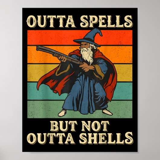 Outta Spells But Not Outta Shells Wizard Retro Fan Poster (Voorkant)
