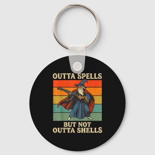 Outta Spells But Not Outta Shells Wizard Retro Fan Sleutelhanger (Voorkant)