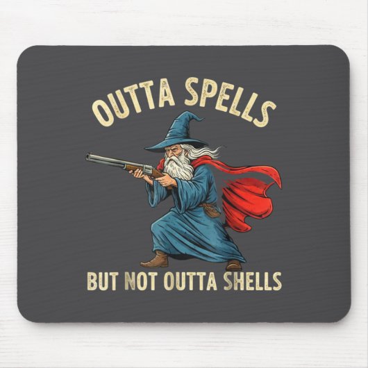 Outta Spells But Not Shells Wizard Meme Muismat (Voorkant)