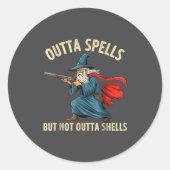 Outta Spells But Not Shells Wizard Meme  Ronde Sticker (Voorkant)