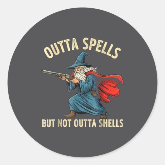Outta Spells But Not Shells Wizard Meme  Ronde Sticker (Voorkant)