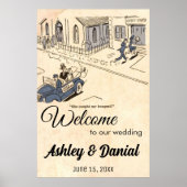  ouwe bruidbruine bruidsbruidegom rustic Retro Wed Poster (Voorkant)