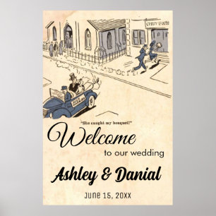  ouwe bruidbruine bruidsbruidegom rustic Retro Wed Poster