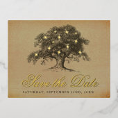  ouwe eikenboom-bruiloft bespaart de echte datum folie uitnodiging briefkaart (Voorkant)