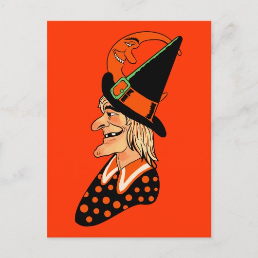 ouwe heks met een maan briefkaart (Voorkant)