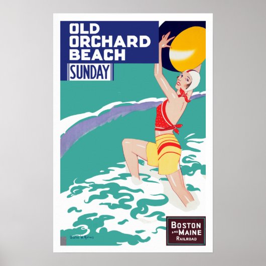 ouwe Orchard Beach Maine Travel Poster (Voorkant)