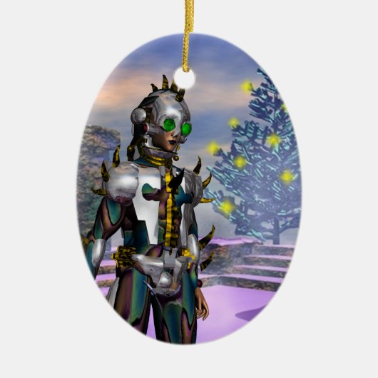 OUWJAARSAVOND VAN EEN CYBORG KERAMISCH ORNAMENT (Voorkant)