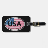 Ovaal Amerikaanse vlag VS landcode logo reizen Bagagelabel (Voorkant horizontaal)