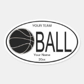 Ovaal basketbal zwart-wit Sticker (Voorkant)