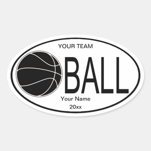 Ovaal basketbal zwart-wit Sticker (Voorkant)