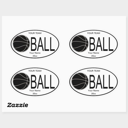 Ovaal basketbal zwart-wit Sticker (Vel)