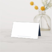 Ovaal blad monogram blauw goud wit bruiloft plaatskaartje (Achterkant)