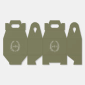 Ovaal blad monogram olijfgroen wit bruiloft bedankdoosjes (Ongevouwen)