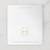 Ovaal blad monogram zwart goud wit bruiloft plaatskaartje (Buitenkant ongevouwen)