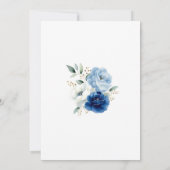 Ovaal Blauw Bloemen Huwelijk Na Feest Kaart (Achterkant)