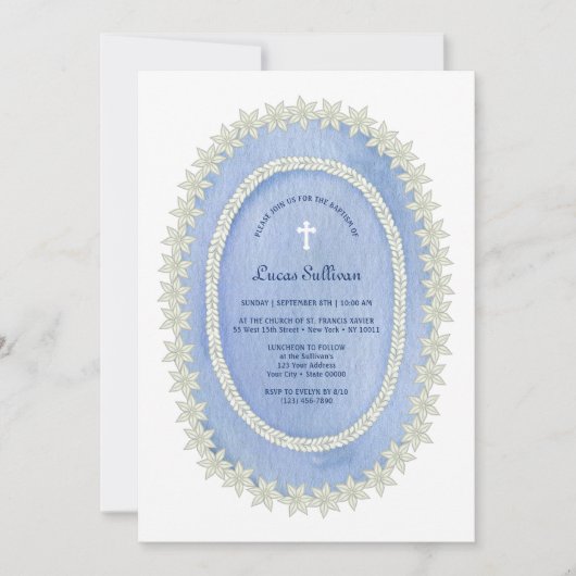 Ovaal blauw Lijst doop Kaart (Voorkant)