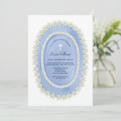 Ovaal blauw Lijst doop Kaart (Staand voorkant)