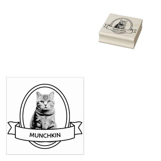 Ovaal Custom Pet Kat Foto en Naam Lint Rubberstempel (Gestempeld)