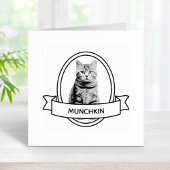 Ovaal Custom Pet Kat Foto en Naam Lint Rubberstempel