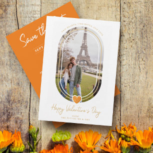 Ovaal effect Oranje hart Happy Valentijnsdag Save The Date