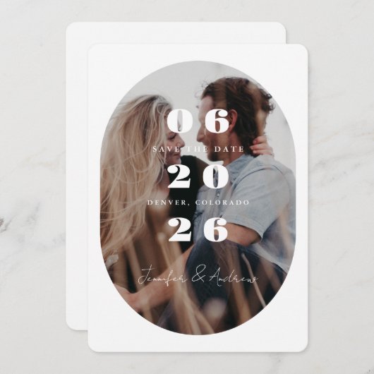 Ovaal fancy lijst save the date (Voorkant / Achterkant)