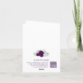 Ovaal Foto Paarse Boho Rozen QR Code Trouwen Bedankkaart (Achterkant)