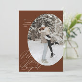 Ovaal Fotoscript Typografie Eenvoudige Kerst Feestdagenkaart (Staand voorkant)
