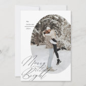 Ovaal Fotoscript Typografie Eenvoudige Kerst Feestdagenkaart (Voorkant)