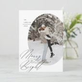 Ovaal Fotoscript Typografie Eenvoudige Kerst Feestdagenkaart (Staand voorkant)