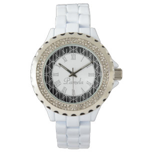 Ovaal gelinkt zwart zwart wit, horloge genaamd